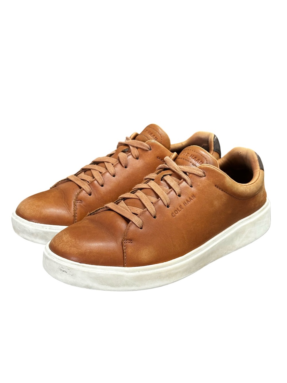 Cole Haan Brown Leather Low-Top Sneakers with White Sole